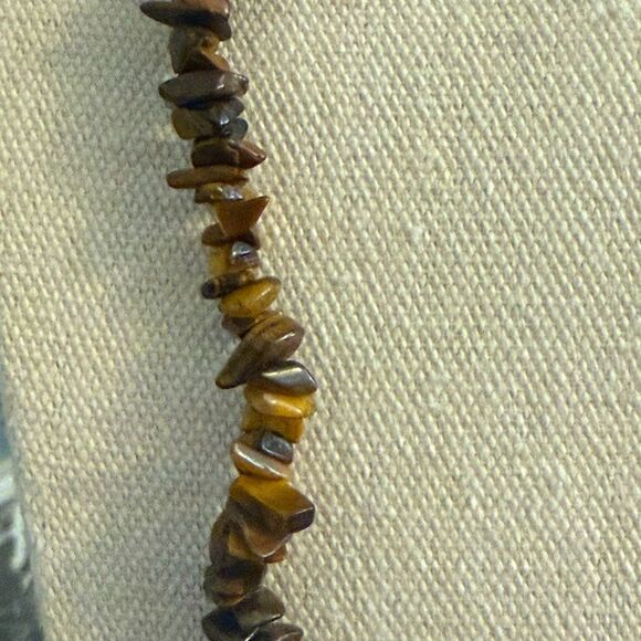 Set of Tigereye Chip Long Necklace & Matching Stretch bracelet. - Picture 3 of 7